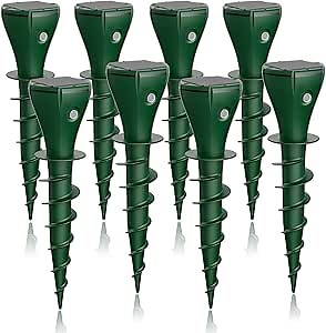 8 Pack Mole Repellent Screw Solar Powered Gopher Deterrent Stake for Outdoor Lawns with Electic Vibration, Repels Snake Vole Groundhog Armadillo from Yard and Garden