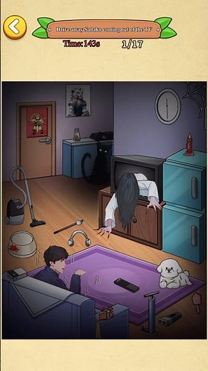 PuzzleMix: Brain&Find - Level 216 - The TV is haunted - Drive away Sadaku coming out of the TV.