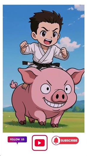 Karate Boy Animation 🐷🥋 | Pig Running Cartoon