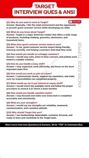 Target Interview Questions and Answers