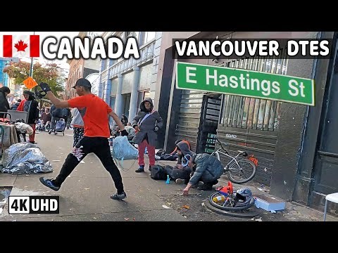 🇨🇦 【4K】 East Hastings St. Downtown Vancouver BC, Canada. Street Walk. Go Pro Hero 10.