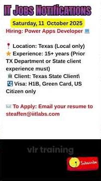 Power Apps Developer Job in Texas Oct 11, 2025