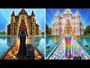 NEW 123 GO! RAINBOW VS BLACK HOUSE CHALLENGE || Cool DIY Miniature Crafts