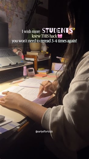 EarlyEffortClub | 🪞Study Hack that’ll save you hours: Ever read the same page 3–4 times and still forget everything? Here’s the trick I wish I knew earlier —... | Instagram