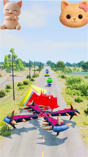 Picachu & Train & Gaomon & Banban & Jumbo Josh & Tom VS Spinner in BeamNG.drive