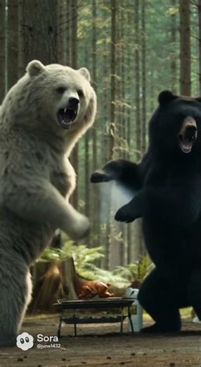 Two Bears Fight Over BBQ Chicken… Until a Sneaky Fox Steals It! 🦊🔥