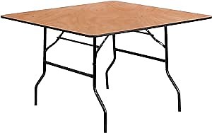 Flash Furniture Gerry 48" Square All-Occasion Wood Folding Event Table, Foldable Square Portable Banquet Table with Wooden Top, Natural