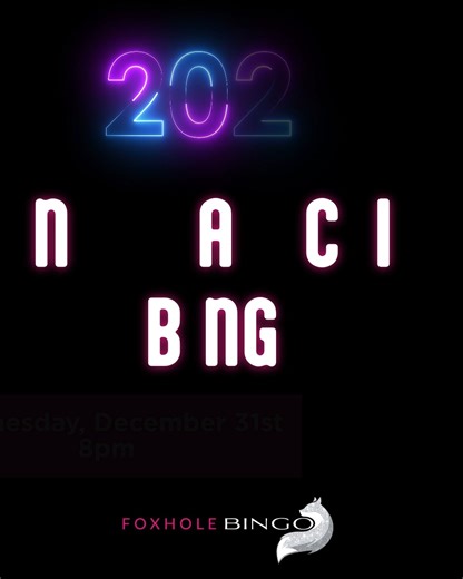 🚀 TONIGHT: NEW YEAR’S EVE GALACTIC BINGO 🚀 Say goodbye to 2025 and blast into 2026 with glow, daubs, and jackpots at Foxhole Bingo! 🦊✨ We’re hosting a special Galactic Bingo session TONIGHT — Wednesday, December 31 at 8PM and it’s the ultimate way to celebrate New Year’s Eve. 🌟 Every player gets a New Year’s Eve dauber 🌌 Galactic glow, high-energy bingo, and big-win vibes 🎉 A one-of-a-kind way to kick off the new year Skip the same old parties and celebrate with daubers, lights, and laughs