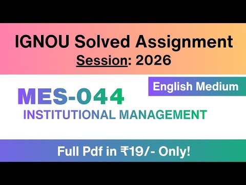 IGNOU MES 044 Solved Assignment 2026 English Medium
