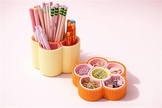 3D Printed Flower Organizer – Multi-compartment Desk & Craft Storage - Etsy