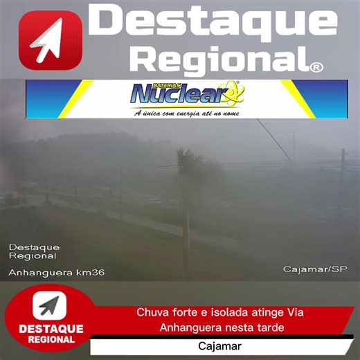 Chuva forte e isolada na Via Anhanguera em Cajamar hoje