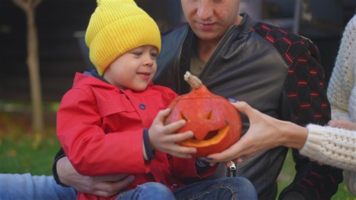 Having fun with a Jack O'Lantern - Free Stock Video
