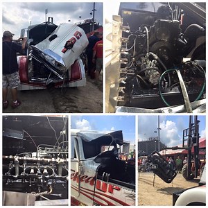 This Big Rig Pulling Truck Launches The Entire Engine Out Of The Truck! - BangShift.com