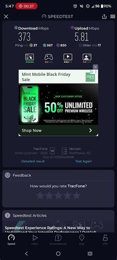 Verizon straight talk by Verizon speed test