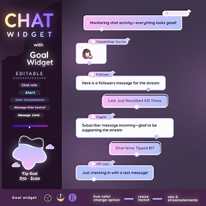 Gradient Twitch Chat Widget: Stream Alerts & Goal Tracker (digital Download) - Etsy