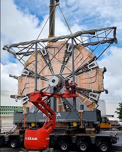 3.1K views · 167 reactions | Removing the weather-proofing around the ATLAS New Small Wheel was no quick feat. ️ After arriving on site yesterday, teams carefully rolled up the surrounding tarps - ensuring that no moisture builds up around the elements. Then the wheel was brought back outside, where a crane lifted up and removed the surrounding frame. | ATLAS Experiment at CERN | Facebook