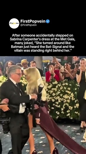 Sabrina Carpenter Met Gala dress gets stepped on, fans joke she turned like Batman#sabrinacarpenter