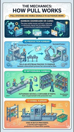 How Pull System Works?#justintime #lean #pull #kaizen #engineering #kanban #leantools #learning