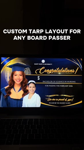 NEW BOARD PASSER? CONGRATULATIONS!💗💗 Celebrate your achievement with a custom tarpaulin layout from Ykaellarts ✨ ✔ SAME DAY PROCESSING ✔ 6 color options available ✔ Clean, aesthetic, and professional layout ✔ This template can be customized for different board passers (LET, NLE, Criminology, Engineering, and more) You may check our profile to see more designs and samples. 📩 Send us a message here or on our FB page: Ykaellarts Secure your tarpaulin layout now and celebrate your success! 🎉 #fy