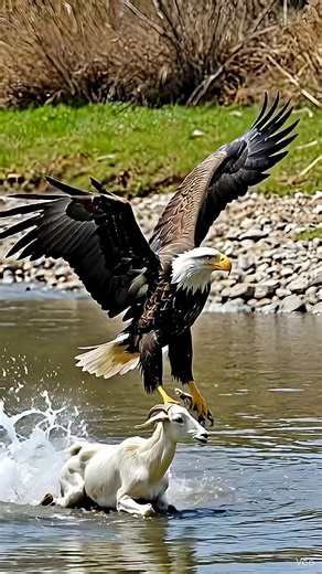 The eagle flying to catching the goat in the river #e#eaglesnation #viralvideo #animals #shorts | Animals Mountain Visit