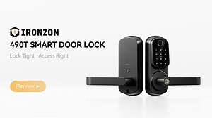 IRONZON Smart Keyless Entry Door Lock with Handle, 5-in-1 Fingerprint Door Lock, Biometric Keypad Deadbolt with App Control, IC Card & Emergency Keys, Easy Installation for Home/Office, Matte Black
