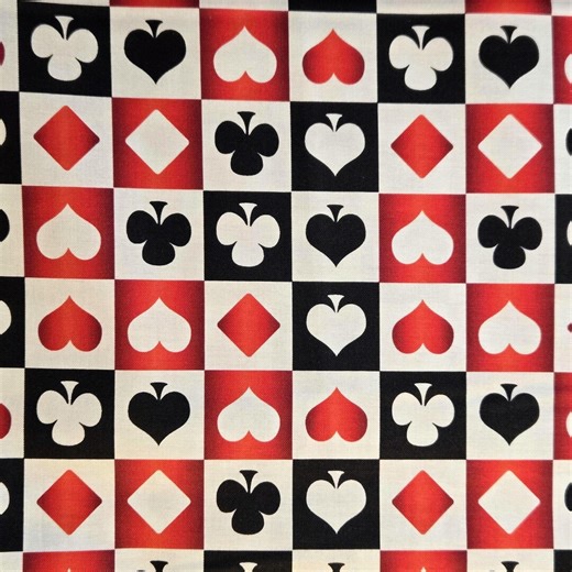 Playing Card Symbol Fabric: David Textiles Cotton Quilting Material - Etsy