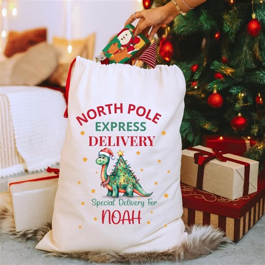 Personalized Santa Sack – North Pole Express Delivery Cotton Canvas Bag - Etsy
