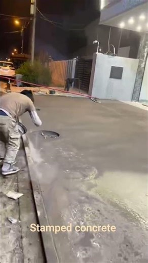 Stamped concrete: concrete pressed with patterns to look decorative (stone/brick).