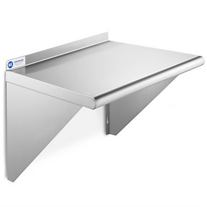 18-Inch Deep Stainless Steel Wall-Mount Shelves, NSF Certified