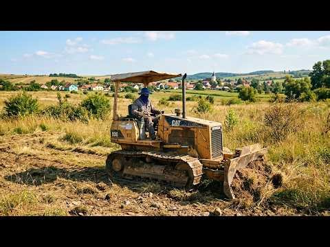 Bulldozer Clearing Wild Land Near Village | Real Field Work Action