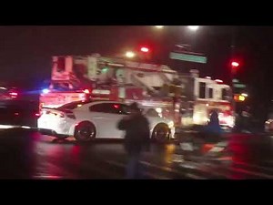 FDNY Engine 88, Rescue 3, Tower Ladder 33, Battalion 19 & Squad 61 Responding To A Precinct Fire