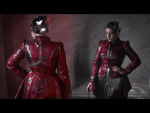 Making A Red Jacquard Jacket & Partlet