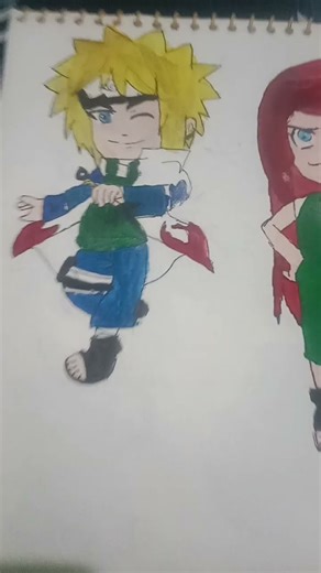 Chibi Minato and Kushina drawing #anime #animeeart #animedrawing #youtubeshorts #viralshort