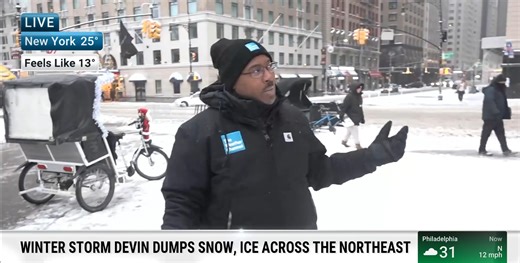 61K views · 967 reactions | Winter Storm Devin arrived in New York City overnight. Meteorologist Alex Wallace reports live Saturday morning on the current conditions and snow totals across the Northeast: | The Weather Channel | Facebook