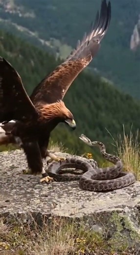 Golden Eagle vs Snake A Dramatic Mountain Battle #wildlifeentertainment