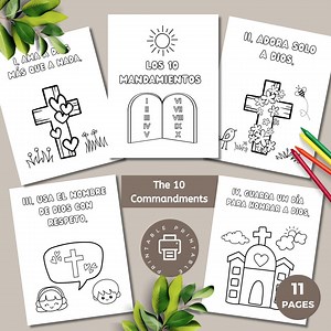 10 Commandments in Spanish Printable Coloring Pages for Preschoolers, Los 10 Mandamientos Para Niños, Simple Bible Activity for Little Kids - Etsy