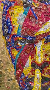 ‘Bowie Shush III’ made from thousands of discarded bottle caps. Sometimes in life you don’t find your calling, it finds you. | JAM Bottle Cap Art