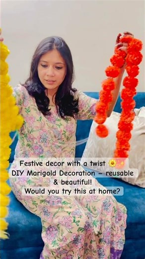 DIY Diwali Decoration with artificial marigold 🌼 Movable & reusable decor for home #diwali #diy