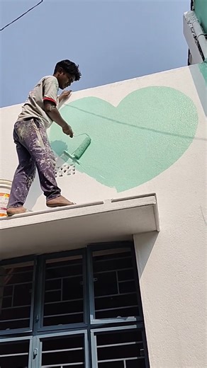 outside green colour painting #wallpainting #greencolour #love #shorts