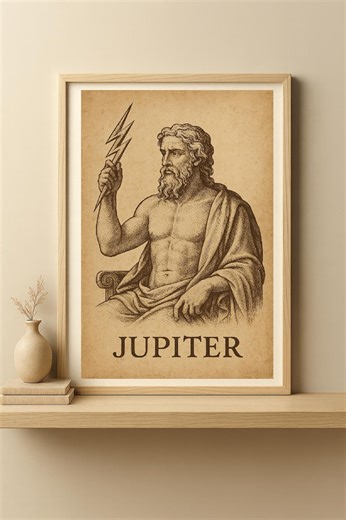 Jupiter Roman God Illustration – Vintage Mythology Wall Art Print - Etsy