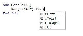VBA - Range.End (xlDown, xlUp, xlToRight, xlToLeft)