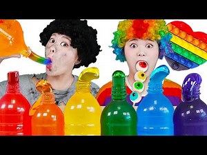 RAINBOW HONEY JELLY 하이유의 무지개 꿀젤리 만들기 먹방! RAINBOW FOOD 팝잇 접어먹는 사탕 PUSH POP MUKBANG CHALLENGE| HIU 하이유