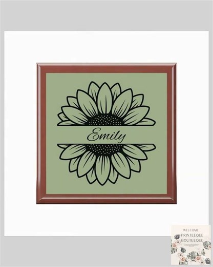 Sunflower Monogram Jewelry Box | Personalized Name Keepsake