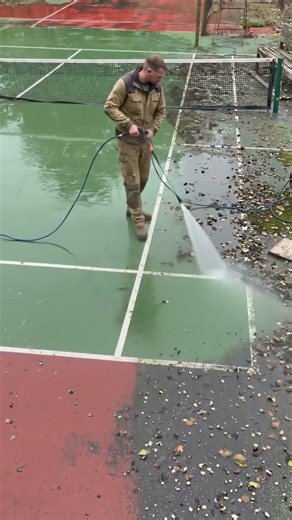 Satisfying Tennis Court Cleaning 🤯 Pressure Washing #shorts