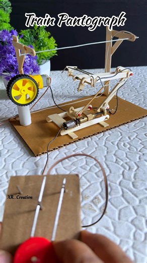 Train Pantograph with Dc Motor | #dcmotor #youtubeshorts #dcmotorproject #tech #motor #shorts #train #fbreels #facebookreels #reels | Xarat Rabha