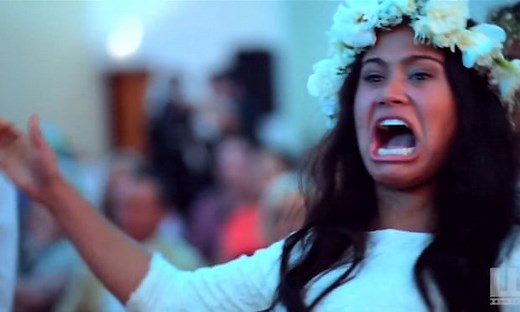 New Zealand bride joins in haka by groom's family – video