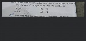 5 In a two digit natural number, tens digit is the square of un... | Filo