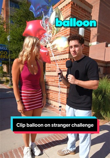 How many balloons can she clip on strangers? 🤔🎈#manonthestreet #streetinterview