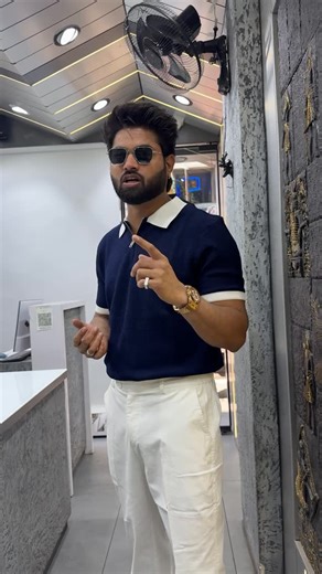 MAXY THE FASHION STORE on Instagram: "Navy blue zip-neck polo t-shirt with white contrast collar & sleeves clean, lavish & classy look with.. white straight-fit trousers – smart & sharp all-day comfort✌🏻🗿 #fashion #ootd #streetstyle #instalike #reels"