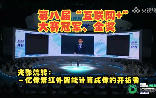 第八届“互联网+”创新创业大赛全国冠军、金奖：光影流转——亿像素红外智能计算成像的开拓者（南京理工大学）